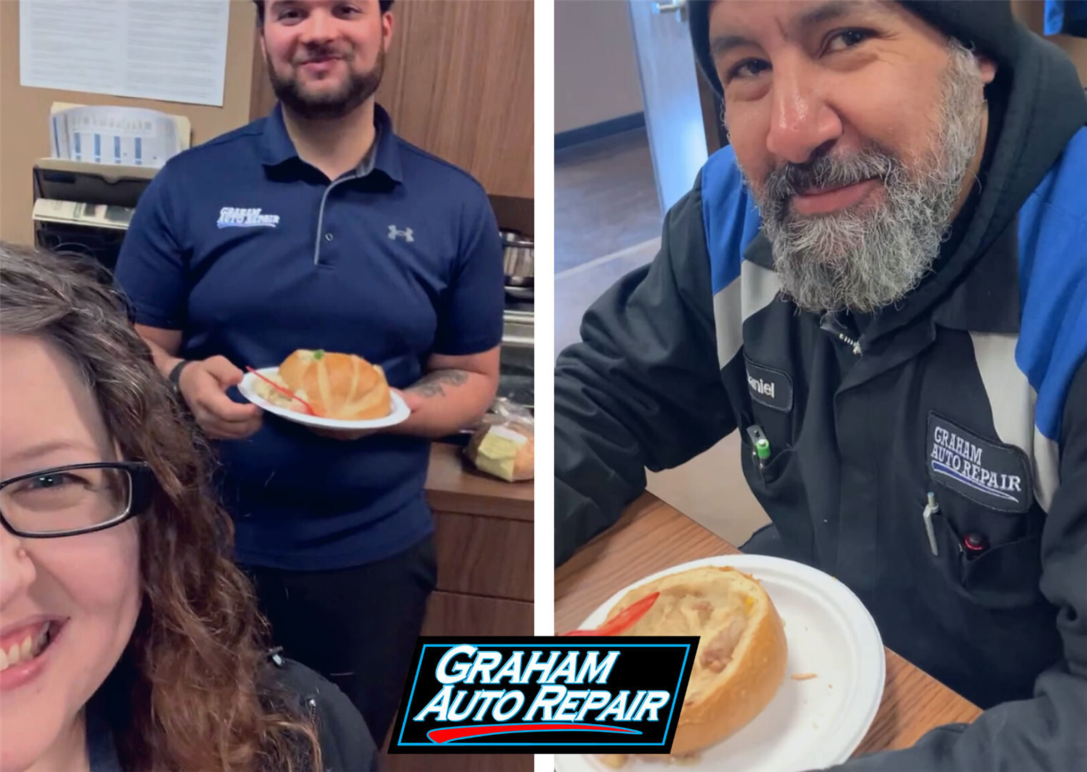 Graham Auto Repair Team Lunch Soup Bread Bowls